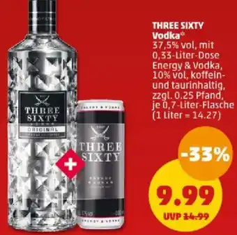 PENNY THREE SIXTY Vodka 0,33 L Dose/0,7 Liter-Flasche Angebot