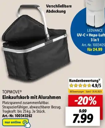 Lidl TOPMOVE Einkaufskorb mit Alurahmen Angebot