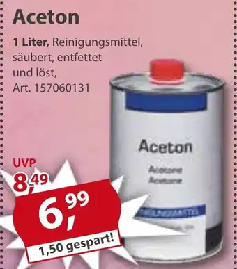 Sonderpreis Baumarkt Aceton 1 Liter, Reinigungsmittel Angebot