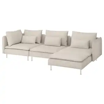 IKEA Söderhamn 4er-sofa mit récamiere/gunnared beige mit récamiere/gunnared beige Angebot