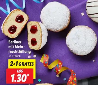 Lidl Berliner mit Mehrfruchtfüllung 3 Stück Angebot