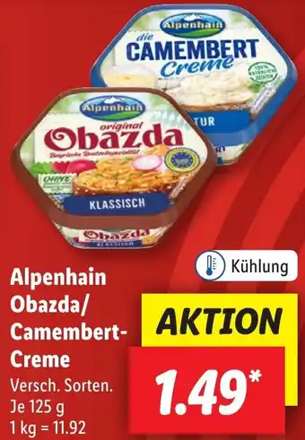 Lidl Alpenhain Obazda/ Camembert Creme 125 g Angebot