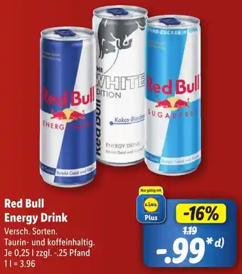 Lidl Red Bull Energy Drink 0,25 L Angebot