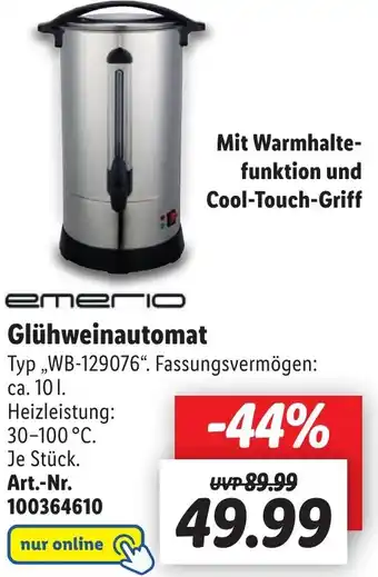 Lidl Emerio Glühweinautomat ,,WB-129076" Angebot