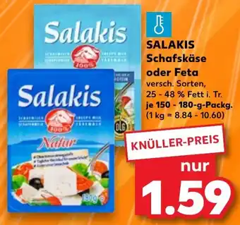 Kaufland SALAKIS Schafskäse oder Feta 150-180 g Packg. Angebot