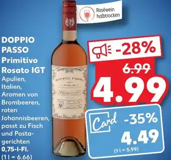 Kaufland DOPPIO PASSO Primitivo Rosato IGT 0,75 L-Fl. Angebot