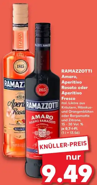 Kaufland RAMAZZOTTI Amaro, Aperitivo Rosato oder Aperitivo Fresco 0,7 L-Fl. Angebot