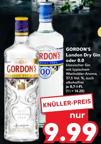 Kaufland GORDON'S London Dry Gin oder 0.0, 0,7 L-Fl. Angebot