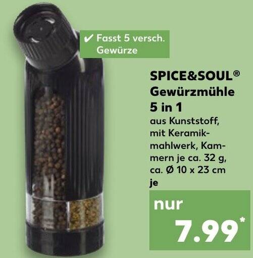 SPICE&SOUL Gewürzmühle 5 in 1 Angebot bei Kaufland