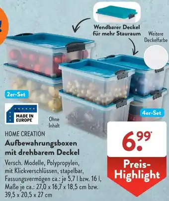 Aldi Süd HOME CREATION Aufbewahrungsboxen mit drehbarem Deckel Angebot