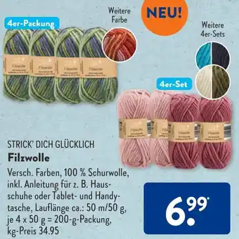 Aldi Süd STRICK' DICH GLÜCKLICH Filzwolle Angebot