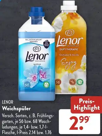 Aldi Süd LENOR Weichspüler 1,4-1,7 L Flasche Angebot