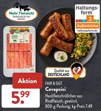 Aldi Süd FAIR & GUT Cevapcici 800 g Packung Angebot