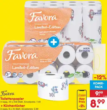 Netto Marken-Discount Favora Toilettenpapier + Küchentücher 20x200 Blatt Angebot