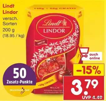 Netto Marken-Discount Lindt Lindor 200 g Angebot