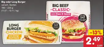 Netto Marken-Discount Big oder Long Burger 190-225 g Angebot