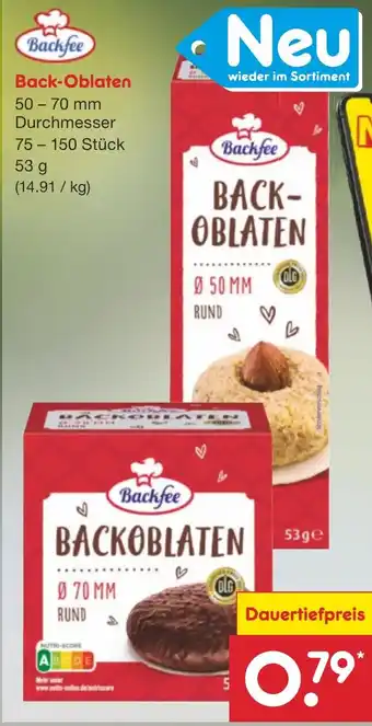 Netto Marken-Discount Backfee Back-Oblaten 75 - 150 Stück Angebot