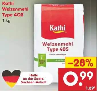 Netto Marken-Discount Kathi Weizenmehl Type 405, 1 kg Angebot