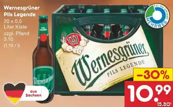 Netto Marken-Discount Wernesgrüner Pils Legende 20 x 0,5 Liter Kiste Angebot