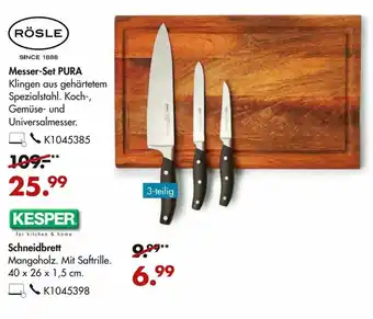 Galeria Rösle Messer Set Pura oder Kesper Schneidbrett Angebot