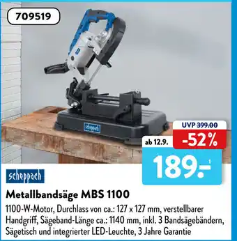 Aldi Süd Scheppach Metallbandsäge MBS 1100 Angebot