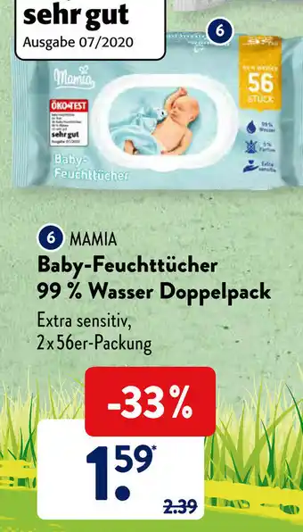 Aldi Süd Mamia Baby Feuchttücher 99% Wasser Doppelpack Angebot