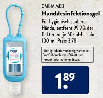 Aldi Süd Ombia Med Handdesinfektionsgel 50ml Angebot