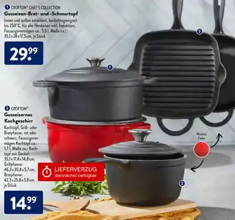 Aldi Süd Crofton Chef's Collection Gusseisen Brat und Schmortopf oder Crofton Gusseisernes Kochgeschirr Angebot