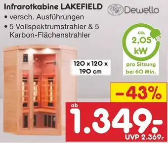 Netto Marken-Discount Dewello Infrarotkabine LAKEFIELD Angebot