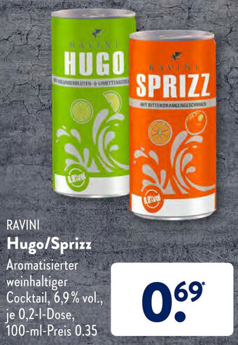 Aldi Süd Ravini Hugo/Sprizz 0,2L Angebot