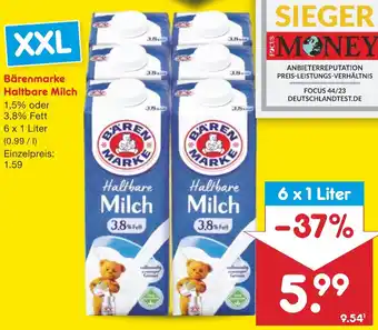 Netto Marken-Discount Bärenmarke Haltbare Milch 6 x 1 Liter Angebot