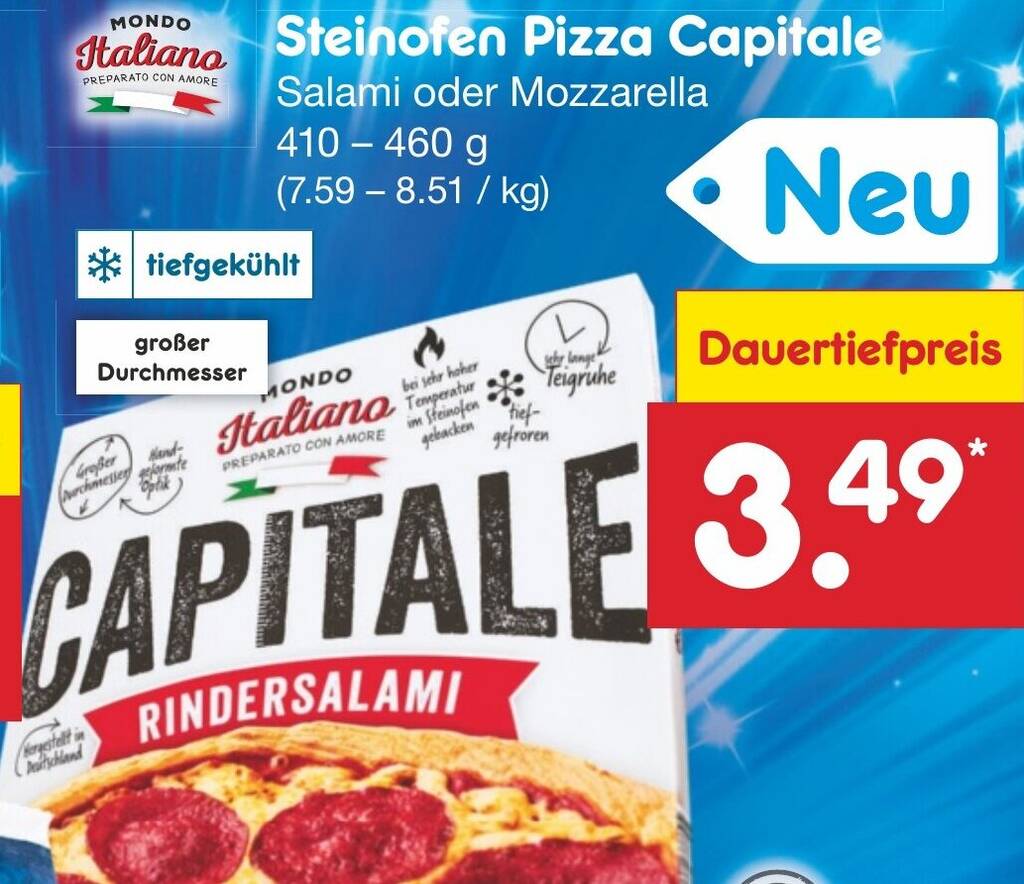 MONDO Italiano Steinofen Pizza Capitale 410-460 g Angebot bei Netto ...