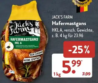 Aldi Süd JACK'S FARM Hafermastgans 1kg Angebot