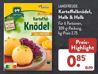 Aldi Süd LANDFREUDE Kartoffelknödel, Halb & Halb 309 g Packung Angebot