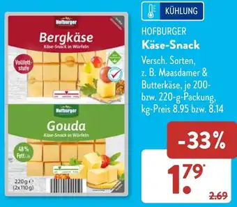 Aldi Süd HOFBURGER Käse-Snack 200-220 g Packung Angebot