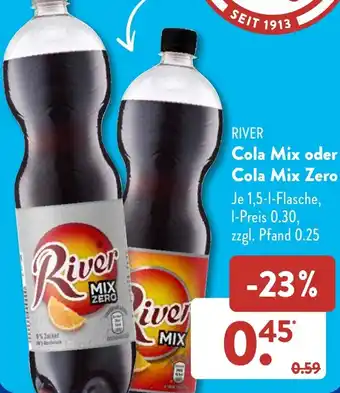 Aldi Süd RIVER Cola Mix oder Cola Mix Zero 1,5 L Flasche Angebot