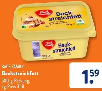 Aldi Süd BACK FAMILY Backstreichfett 500 g Packung Angebot