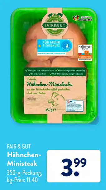 Aldi Süd Fair & Gut Hähnchen Ministeak 350g Angebot