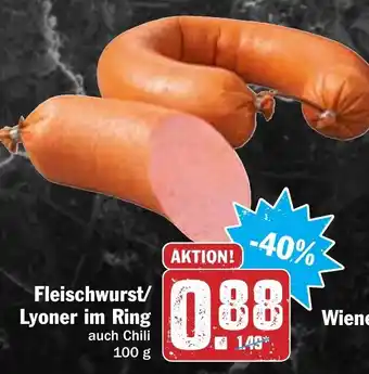 Hit Fleischwurst / Lyoner im ring 100g Angebot