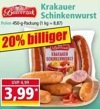 Norma Balcerzak Krakauer Schinkenwurst 450 g Packung Angebot