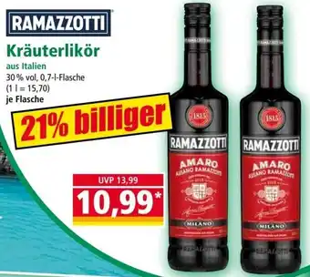 Norma RAMAZZOTTI Kräuterlikör 0,7 L Flasche Angebot