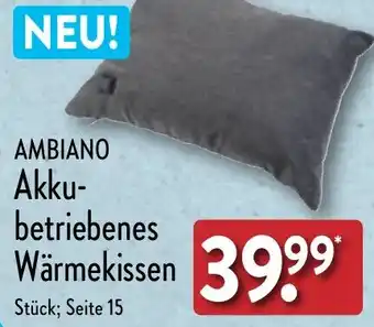 Aldi Nord AMBIANO Akkubetriebenes Wärmekissen Angebot