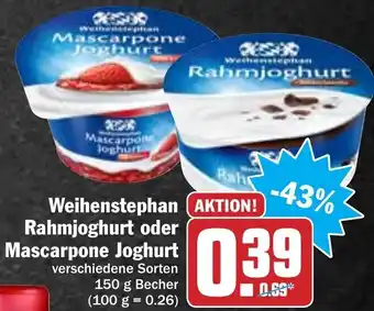 Hit Weihenstephan rahmjoghurt mascarpone joghurt 150g Angebot
