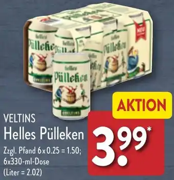 Aldi Nord VELTINS Helles Pülleken 6x330 ml Dose Angebot