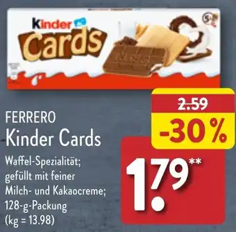 Aldi Nord FERRERO Kinder Cards 128 g Packung Angebot