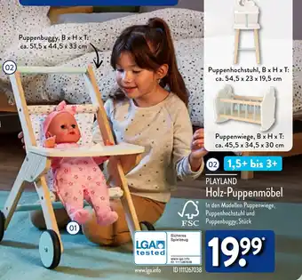 Aldi Nord PLAYLAND Holz-Puppenmöbel Angebot