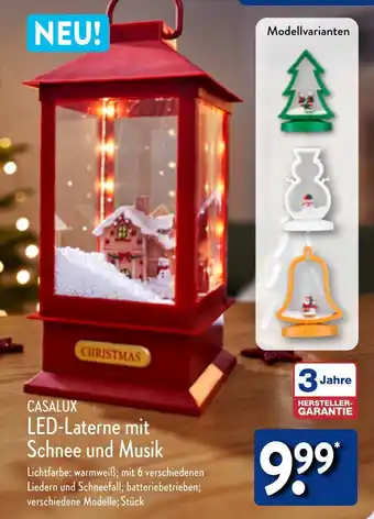 Aldi Nord CASALUX LED-Laterne mit Schnee und Musik Angebot