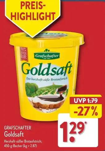 Aldi Nord GRAFSCHAFTER Goldsaft 450 g Becher Angebot