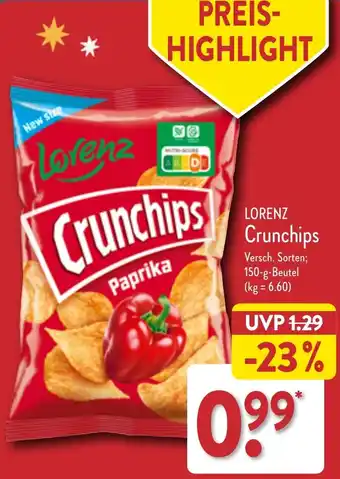 Aldi Nord LORENZ Crunchips 150 g Beutel Angebot