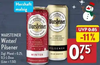 Aldi Nord WARSTEINER Winter/ Pilsener 0,5 L Dose Angebot